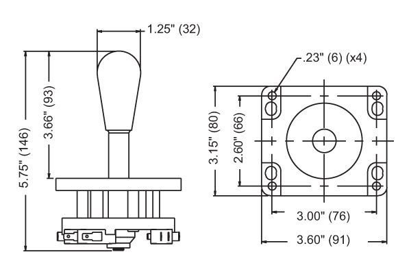 Palanca Suzo Happ 8-way Competition Joystick – Amarillo - Imagen 3