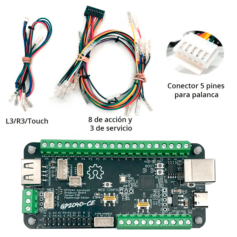 RP2040 advanced breakout board 5.6e fighting board - rp2040 (cables fightstick)